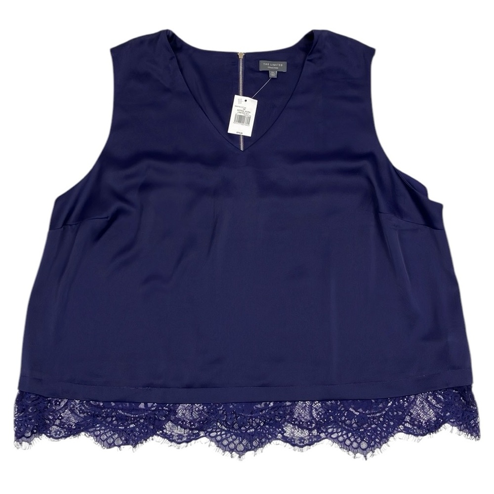 The Limited Purple Sleeveless Top Lace Trim Blouse NWT